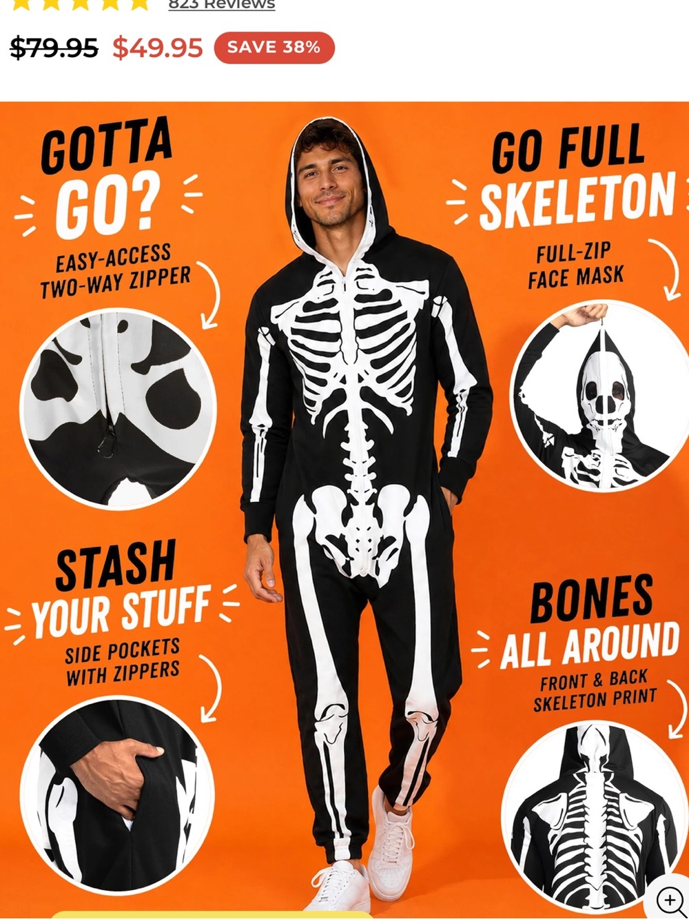 Tipsy Elves Skeleton Jumpsuit in Black and White